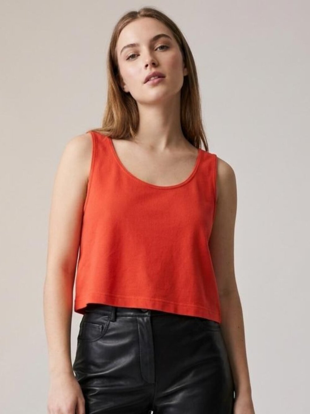 American Apparel Blood Orange Pique Loose Crop Tank Top One Size OS NWT